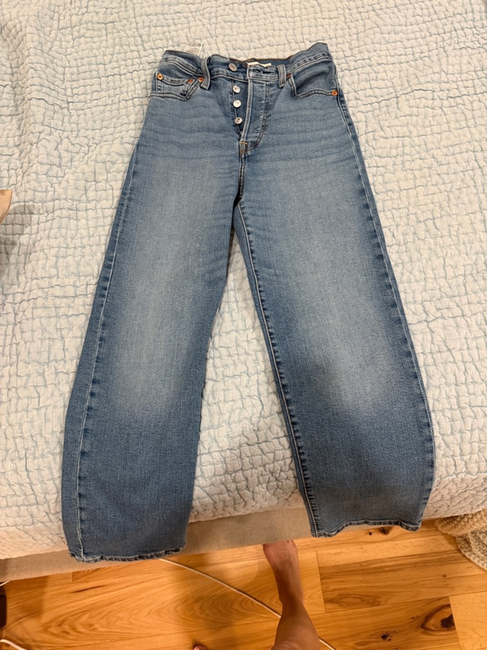 Levi's Light Blue High-Rise Wide Leg Ankle Jeans